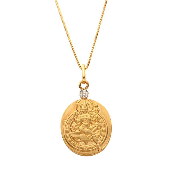 18kt Gold Bhuvaneswari Istha Devata Pendant Necklace with Diamond Mount