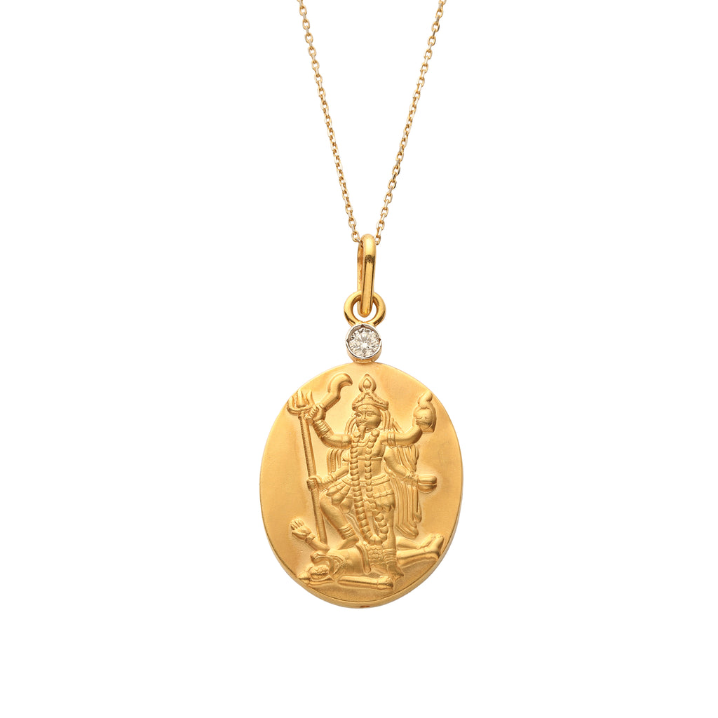 18kt Gold Kali Istha Devata Necklace with Diamond Mount