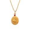 14 kt gold Durga Istha Devata Pendant Necklace with Ruby Mount