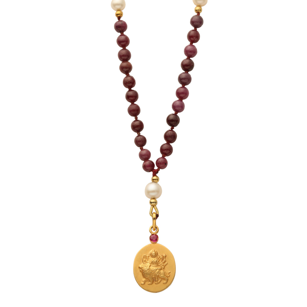 Ruby with Pearl Durga Ishta Devata Japa Mala