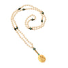 18 kt Gold Saraswati Istha Devata Japa Mala- Pearl with Emerald Counterbead.
