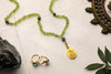 Saraswati Japa Mala 18kt Gold Pendant with Peridot