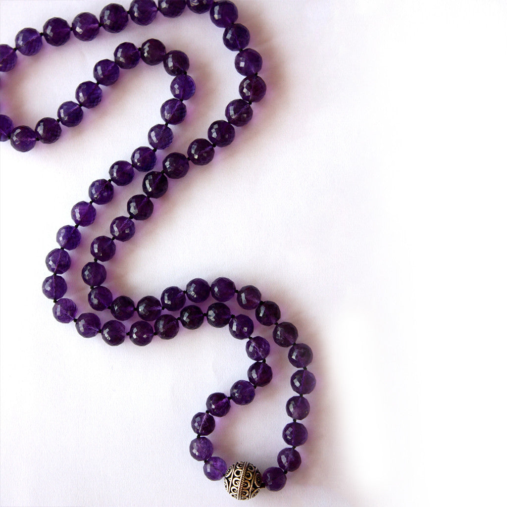 Devi Guru Bead Necklace- Amethyst - The Sattva Collection