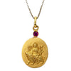 14 kt gold Durga Istha Devata Pendant Necklace with Ruby Mount - The Sattva Collection