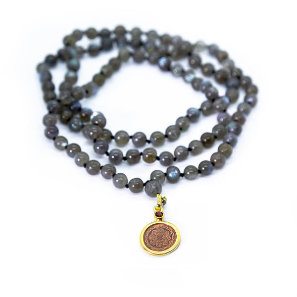 Sri Yantra Japa Mala- Labradorite - The Sattva Collection