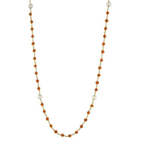 Carnelian and Crystal Counter Bead Necklace - The Sattva Collection