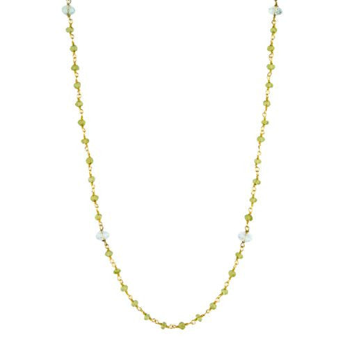 Aquamarine and Peridot Counter Bead Necklace - The Sattva Collection