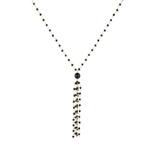 Black Onyx with Tassle Necklace - The Sattva Collection