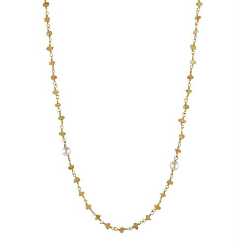 Citrine and Pearl Counter Bead Necklace - The Sattva Collection