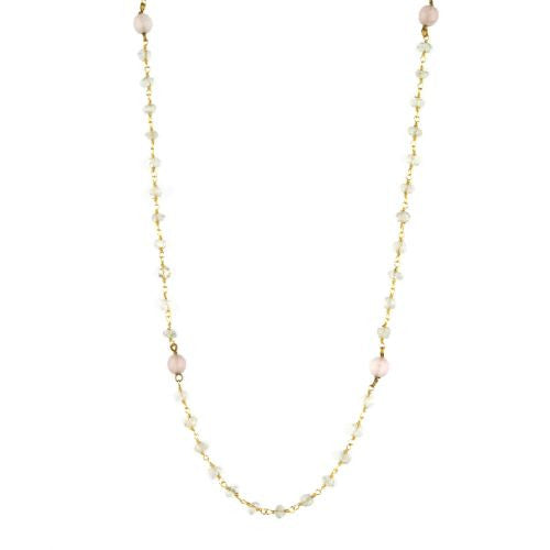 Aquamarine and Rose Quartz Counter Bead Necklace - The Sattva Collection
