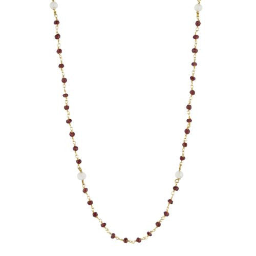 Garnet and Moonstone Counter Bead Necklace - The Sattva Collection