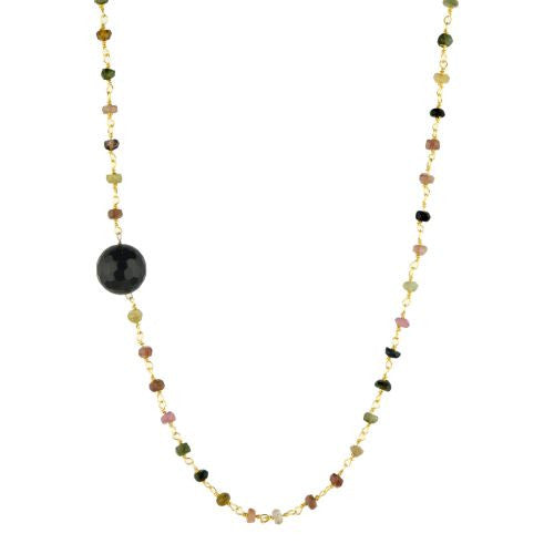 Tourmaline with Black Onyx Guru Bead Necklace - The Sattva Collection