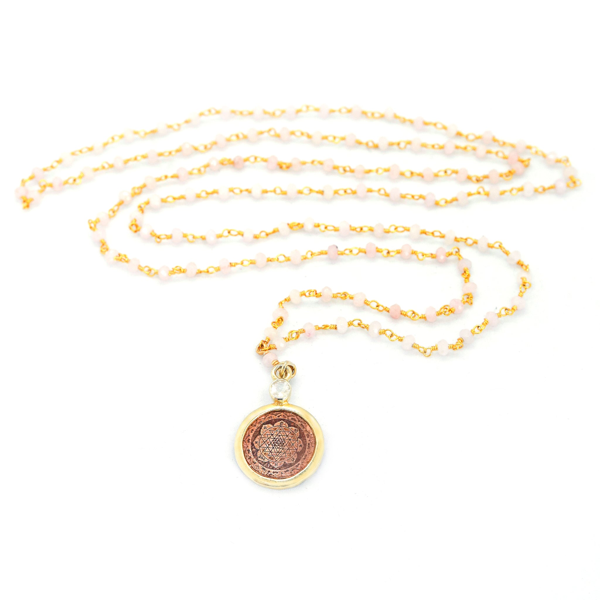 Rose Quartz Sri Yantra Necklace - The Sattva Collection