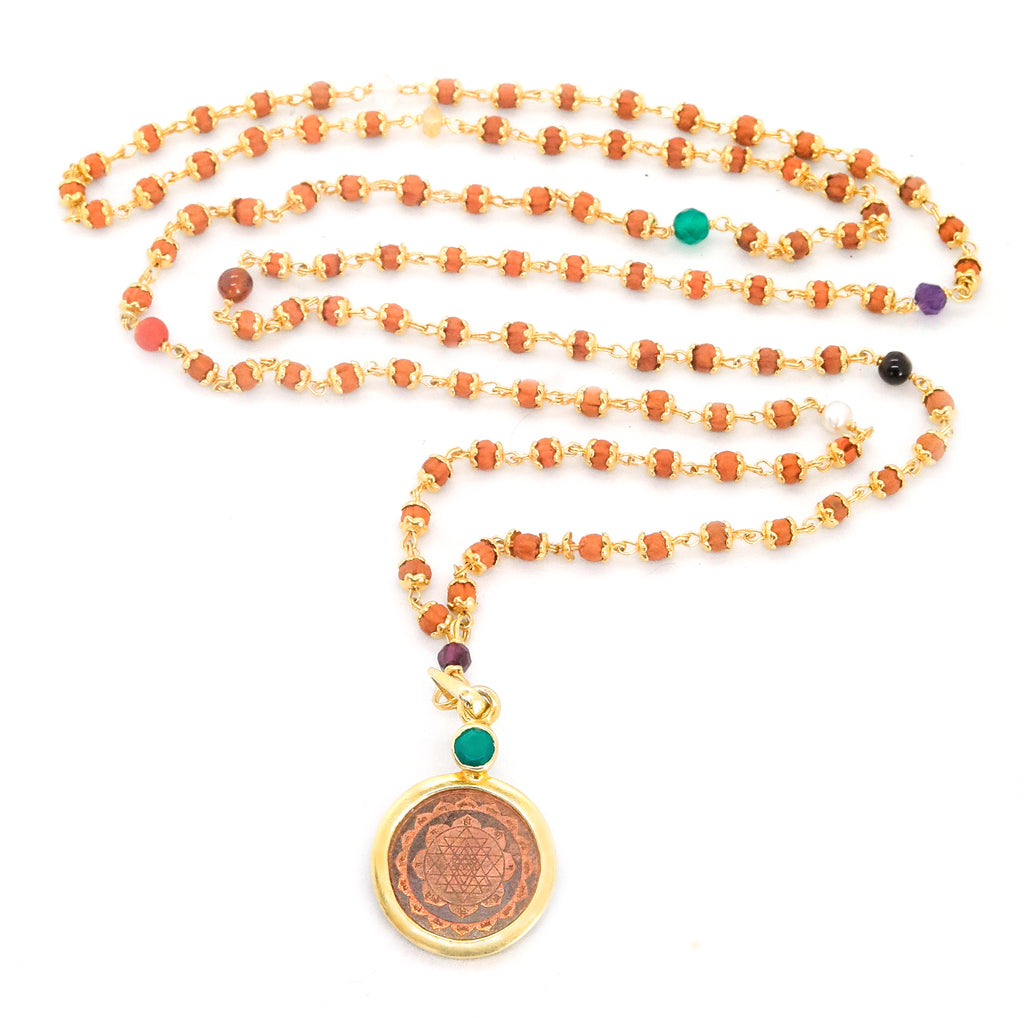 9 Planet With Rudrani Sri Yantra Pendant Necklace- Special Edition - The Sattva Collection