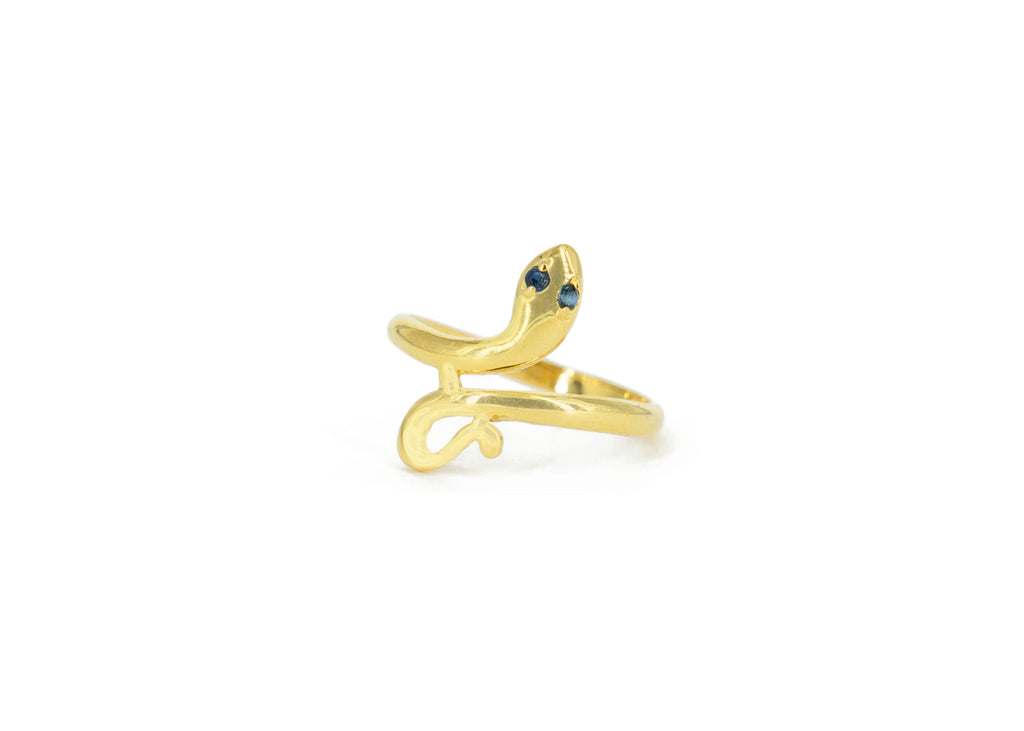 Kundalini Shakti Ring with Blue Sapphire eyes - The Sattva Collection